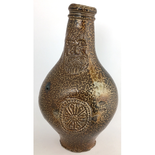 574 - BELLARMINE JUG. 9ins tall. Wonderful really hugely variating brown tiger effect salt glaze, bulbous ... 