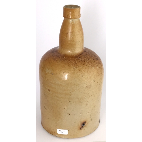 577 - PORTSMOUTH & PORTSEA SALT GLAZE STOUT BOTTLE. 8ins tall. Variating light tan salt glaze, cylindrical... 