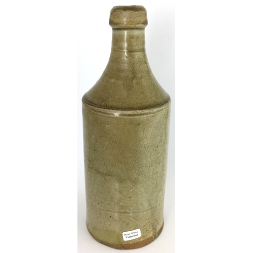 593 - LEEK SLAB SEAL PORTER. 8.75ins tall. Grey/ green slip glaze, some crazing. Front slab J. N. PLATT/ M... 