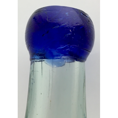 623 - NEW ZEALAND BLUE LIPPED HAMILTON. 9ins long. Aqua glass, oval embossing MOFFET & CO/ INVERCARGILL. N... 