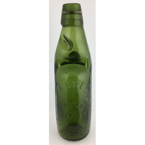 630 - WEST BROMWICH CODD BOTTLE. 9ins tall. Dark green glass, 10oz codd, two neck retaining lugs. Extremel... 