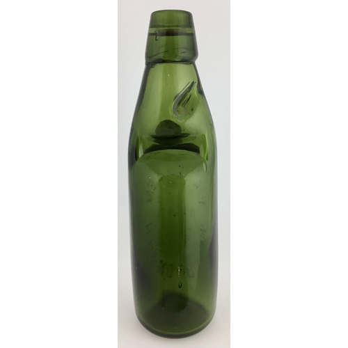 630 - WEST BROMWICH CODD BOTTLE. 9ins tall. Dark green glass, 10oz codd, two neck retaining lugs. Extremel... 