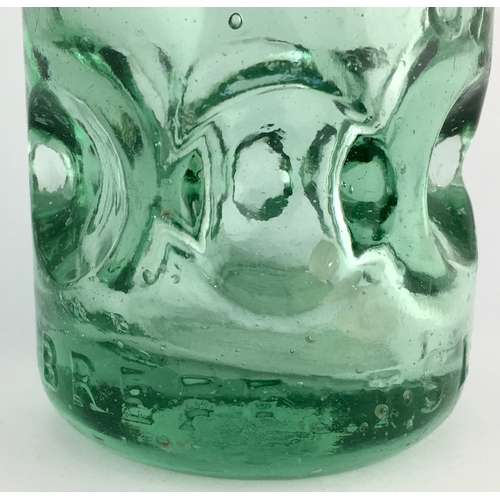 638 - HAVANT EDWARDS SCREW PATENT BOTTLE. 8.5ins tall. Aqua glass, with 6 indents near base. Applied blob ... 