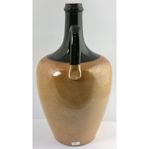 649 - DEWARS PERTH WHISKY JUG. 12ins tall, tapering body, rear handle, green neck & shoulders, lower mid b... 