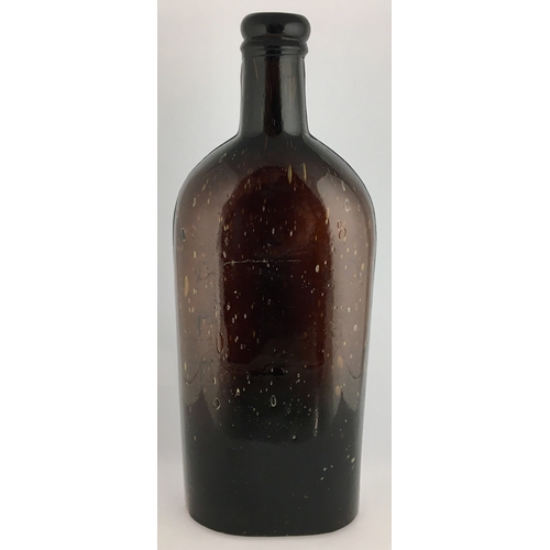 655 - WARNERS FOUR CITIES SAFE CURE BOTTLE. 9.25ins tall. One pint, deep amber glass, sloping shoulders, l... 