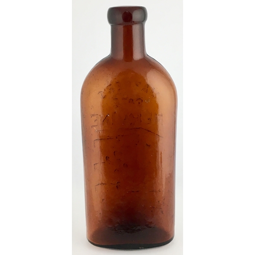 664 - WARNERS SAFE NERVINE ROCHESTER N.Y. BOTTLE. 7.5ins tall. Half pint, red amber glass, sloping shoulde... 