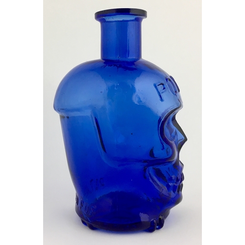 684 - ENGLISH MADE LARGE SIZE SKULL POISON BOTTLE. (DP pg 20 - correctly dubbed ‘deaths head’) 4.25ins tal... 