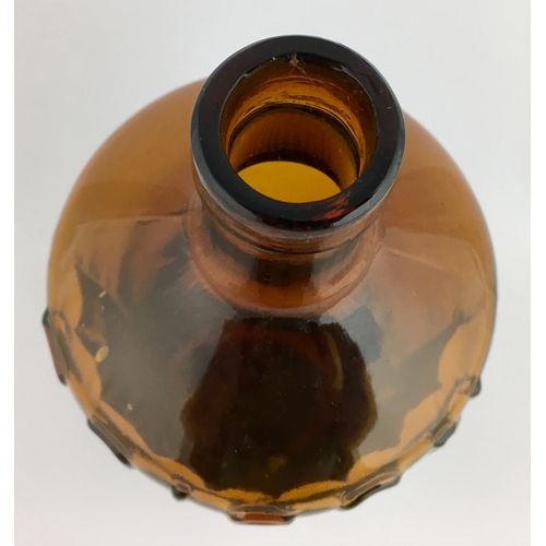 689 - TIPPERS POISON BOTTLE. (DP pg 41) 9ins tall. Cylindrical shape, amber glass, tapering outwards from ... 