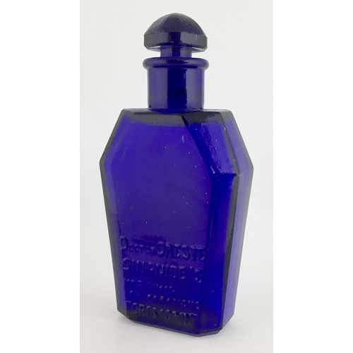 690 - DR ORESTE SINANIDE PREPARATION BOTTLE. (DP pg 20) 4.75ins tall to top of facetted stopper. Coffin sh... 