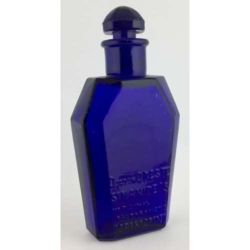 690 - DR ORESTE SINANIDE PREPARATION BOTTLE. (DP pg 20) 4.75ins tall to top of facetted stopper. Coffin sh... 