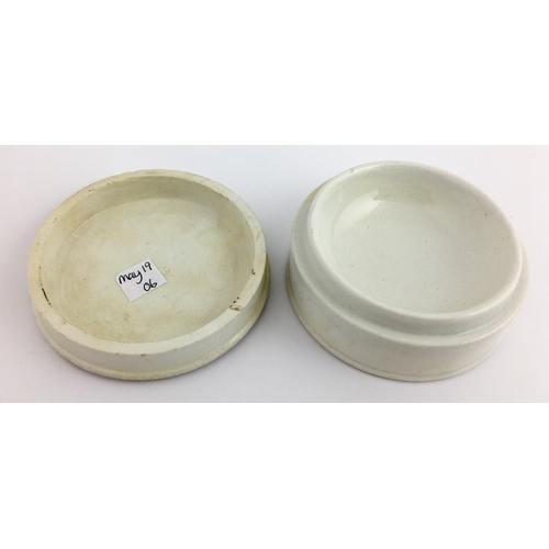 708 - NORTHAMPTON & COVENTRY COLD CREAM POT LID & BASE. (APL pg 465, 5) 3ins diam. Black transfer BLUNT’S/... 