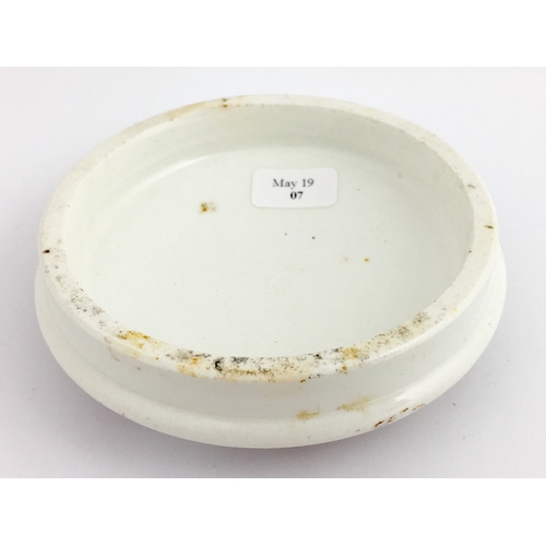 713 - BALE’S MUSHROOM SAVOURY POT LID. 3.25ins diam. Domed lid, brown transfer BALE’S MUSHROOM/ .../ NO PR... 