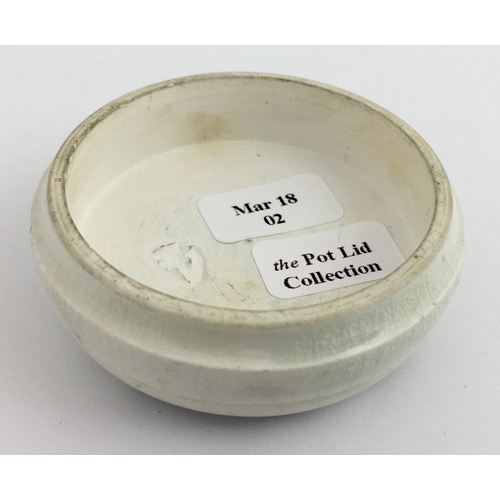 716 - MANCHESTER HAIR RESTORER BUTTON LID. (APL pg 424, 46) 2ins diam. Black transfer DR HASSALL’S HAIR RE... 