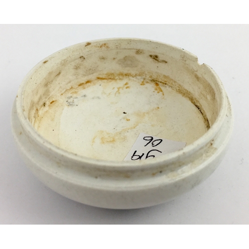 719 - LEAMINGTON SPA BUTTON POT LID. (APL pg 631, 5a) 2ins diam. Black transfer BURGIS & COLBOURNE/ LEAMIN... 