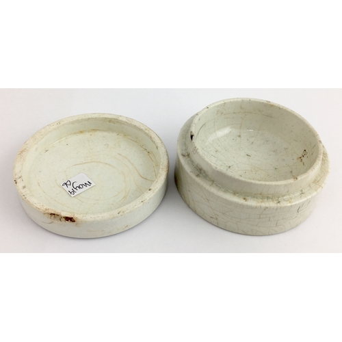 720 - WOLVERHAMPTON INDIAN CERATE POT LID & BASE. (APL pg 649, 101a) 2.75ins diam. Black transfer READE BR... 