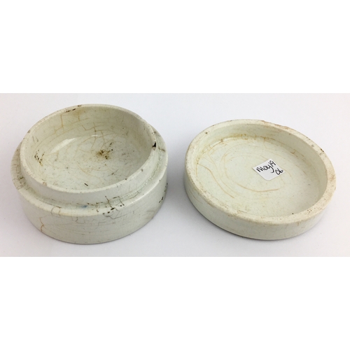 720 - WOLVERHAMPTON INDIAN CERATE POT LID & BASE. (APL pg 649, 101a) 2.75ins diam. Black transfer READE BR... 