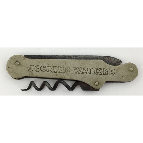 12 - JOHNNIE WALKER PENKNIFE. 3.5ins long. Metal construction, penknife one side, corkscrew to other, wit... 