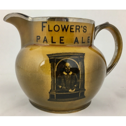 33 - FLOWERS PALE ALE WATER JUG. 4.7ins tall. A superb example of its type with intact silver rim. Associ... 