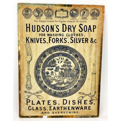 36 - HUDSONS DRY SOAP SHOWCARD. 4.5ins ta. Comes with glazed frame - please advise if you want that.  An ... 