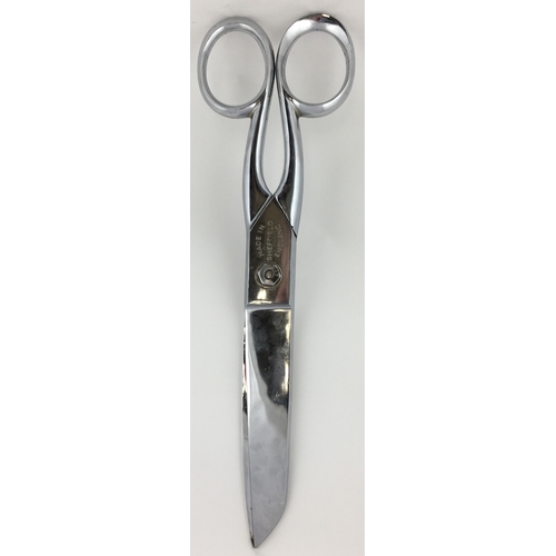 40 - SHEFFIELD SHOP DISPLAY SCISSORS. 24.25ins long. Heavy chromium plated scissors. Impressed Richards L... 