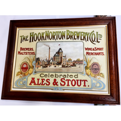 72 - HOOK NORTON BREWERY FRAMED POSTER. 32 by 24ins. Impressive highly detailed original factory building... 