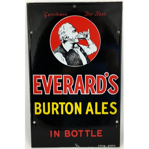 90 - EVERARD’S ALES ENAMEL SIGN. 16 by 10ins. Multicoloured rectangular enamel sign, gent drinking pict. ... 