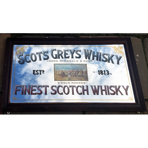 105 - SCOTS GREY WHISKY MIRROR. 27 by 47ins. 1970’s type decorative colourful mirror. (9/10)