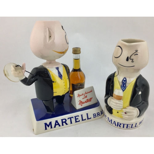 123 - MARTELL BRANDY BAR BAR FIGURES. Tallest 8ins. Classic Monacled man ceramic pieces, one with bottle. ... 