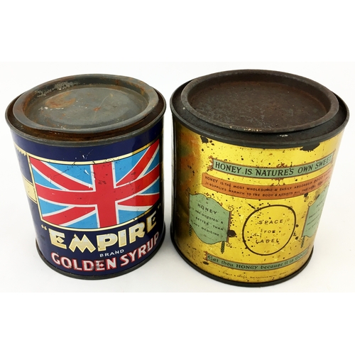 133 - TINS DUO. Tallest 4.25ins. Inc. Empire Golden Syrup & Pure British Honey. Some general wear. (2) (8/... 