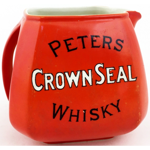 152 - SOUTH COAST CROWN SEAL WHISKY WATER JUG. 4ins tall. Geo Peters piece recording Portsmouth, Southampt... 