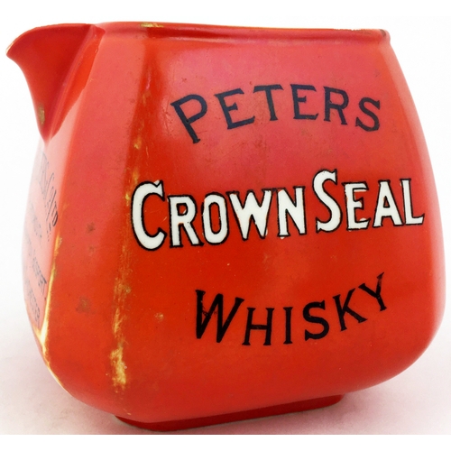 152 - SOUTH COAST CROWN SEAL WHISKY WATER JUG. 4ins tall. Geo Peters piece recording Portsmouth, Southampt... 