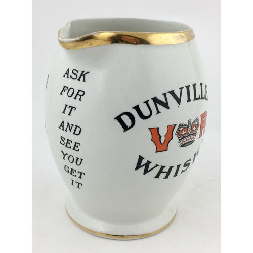 162 - DUNVILLES WHISKY WATER JUG. 5.5ins tall.Most of gold band intact. Campbell Belfast p.m. (9/10)