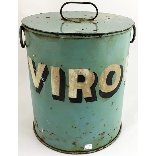 182 - VIROL METAL DISPENSER. 12ins tall, paintewd metal with heavy lever dispenser at bottom. Some wear. N... 