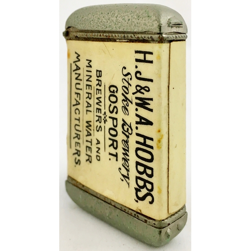 186 - GOSPORT VESTA CASE. 2.25 by 1.5ins rectangular vesta case promoting H J & W A HOBBS Stoke Brewery. S... 