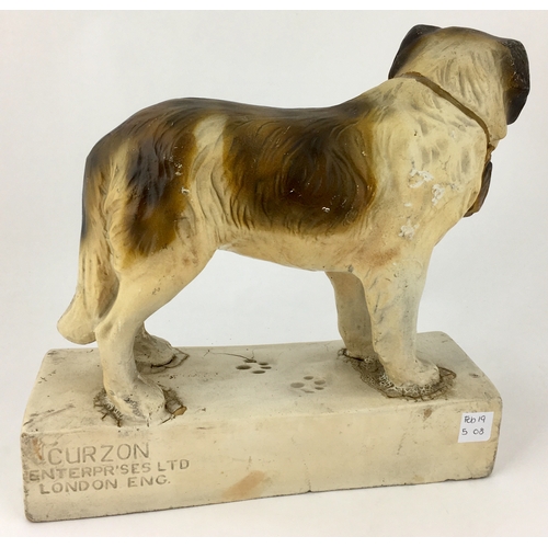 202 - COGNAC HENNESSY ADVERTISING FIGURE. 10.7ins tall. Rubberoid Saint Bernard dog figure atop plinth. Us... 