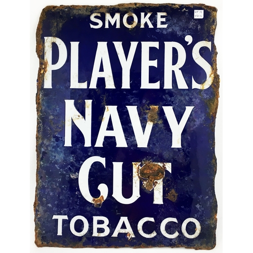 212 - PLAYER’S NAVY CUT ENAMEL SIGN. 19 by 14.5ins. Double sided enamel sign with the classic Player’s sai... 