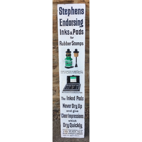 241 - STEPHENS ENDORSING INKS... ENAMEL SIGN. 44 by 20.25ins. Rectangular shape enamel sign with pict. ima... 