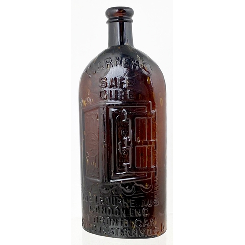 1 - WARNERS FOUR CITIES SAFE CURE BOTTLE.Tallest 9.25ins, safe motif to front, both London, one light am... 