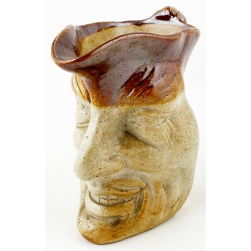 113 - SATYR JUG. 6ins tall, t.t. salt glaze, rear handle. Well modelled face jug - you all know who he is?... 