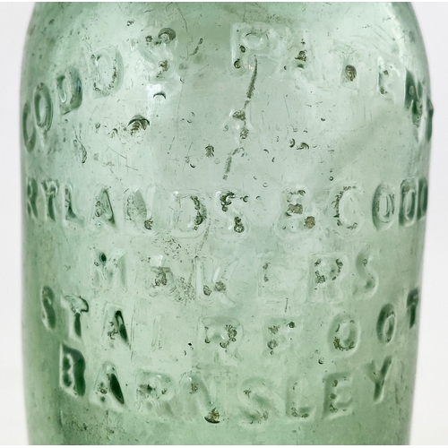 212 - BURY CODDS PATENT 4 BOTTLE. 9ins tall, aqua glass. Embossed MATTHEW POMFRET LIMITED/ ALBION WORKS. S... 