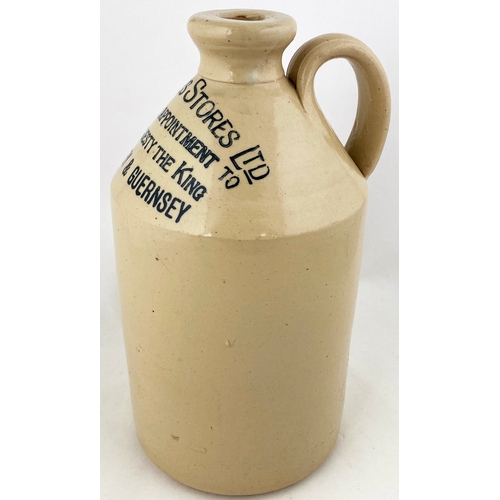 230 - JERSEY & GUERNSEY FLAGON. 11ins tall, all white, rear handle. LE RICHES STORES LTD.  An unusual flag... 