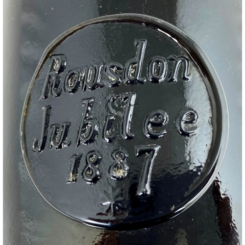 453 - DATED SEALED WINE BOTTLE. Shouldered black glass, three part mould. Low seal ROUSDON/ JUBILEE/ 1887.... 