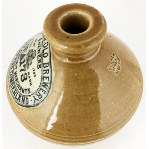 488 - BRAMPTON CUMBERLAND OLD BREWERY FLAGON. 10.2ins tall, t.t., rear handle. Unusual off white oval sect... 