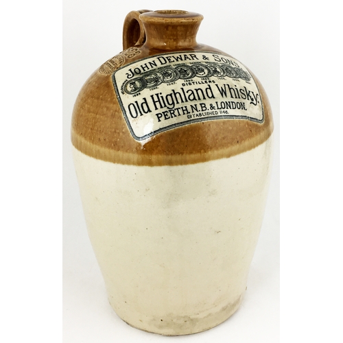 489 - DEWAR WHISKY FLAGON. 12ins tall, t.t. rearhandle,round shouldered cylindrical shape. Row of prize me... 