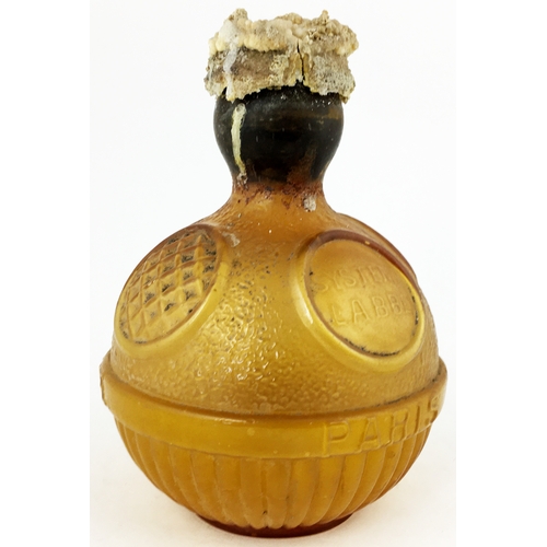 497 - SYSTEME LABBE FIURE GRENADE. Amber spherical bodied glass grenade, with original contents (top cryst... 