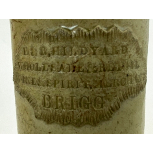 372 - BRIGG SLAB SEALED PORTER. 10.3ins tall, grey-green slip glaze. Pie crust slab - 4 lnes impressed ‘H ... 