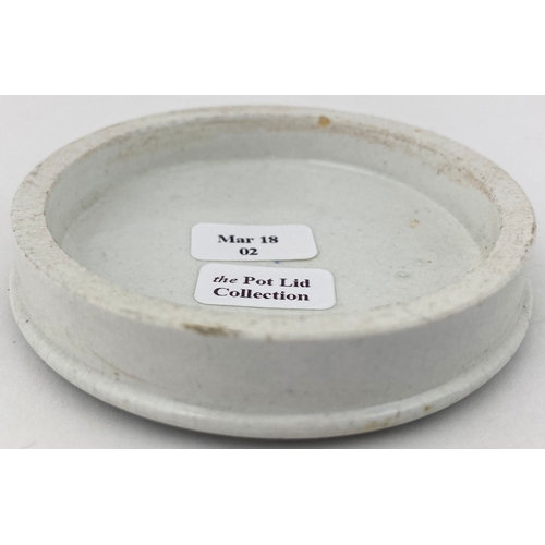 510 - HUDDERSFIELD ARECA NUT TOOTH PASTE POT LID. 2.75ins diam. Black transfer. Robert Fitton, palm tree &... 