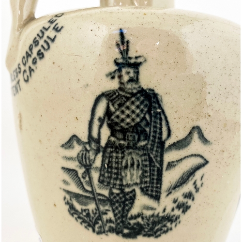 576 - ROB ROY GLASGOW WHISKY JUG (B386). All white, rear handle. Chequerboard outer border surrounding wor... 