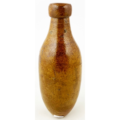 542 - FLAT BOTTOMED SALT GLAZE HAMILTON. 7.75ins long, blob lip. Impressed J. BOURNE/ PATENTEE - 4 lines o... 