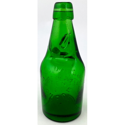 551 - SOUTHAMPTON DUMPY CODD BOTTLE.  7.5ins tall, vivid green glass. Embossed E. ALDRIDGE & CO. CODD’S/ P... 